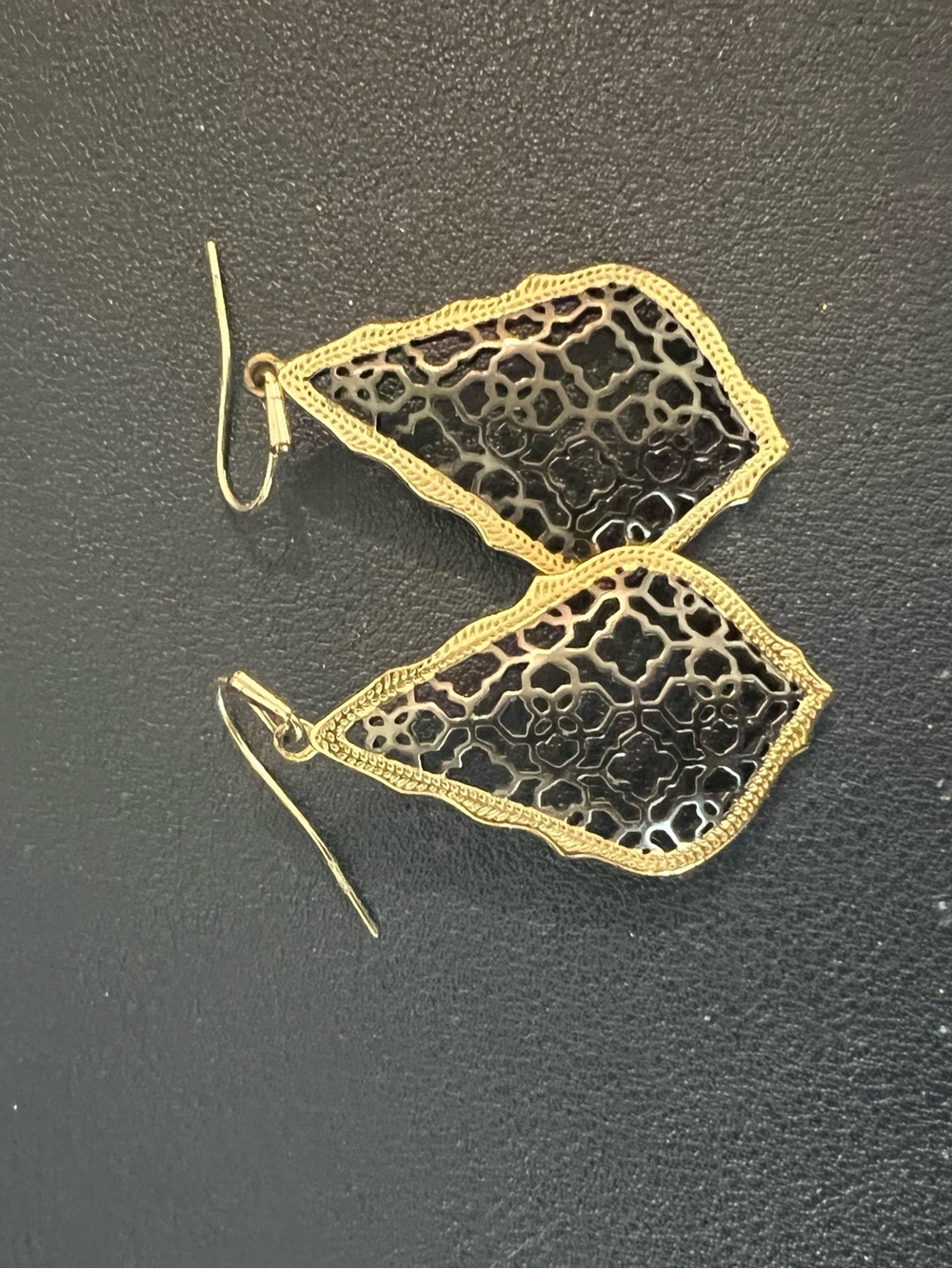 Kendra Scott Gold-Trim Gunmetal Filigree Drop Earrings